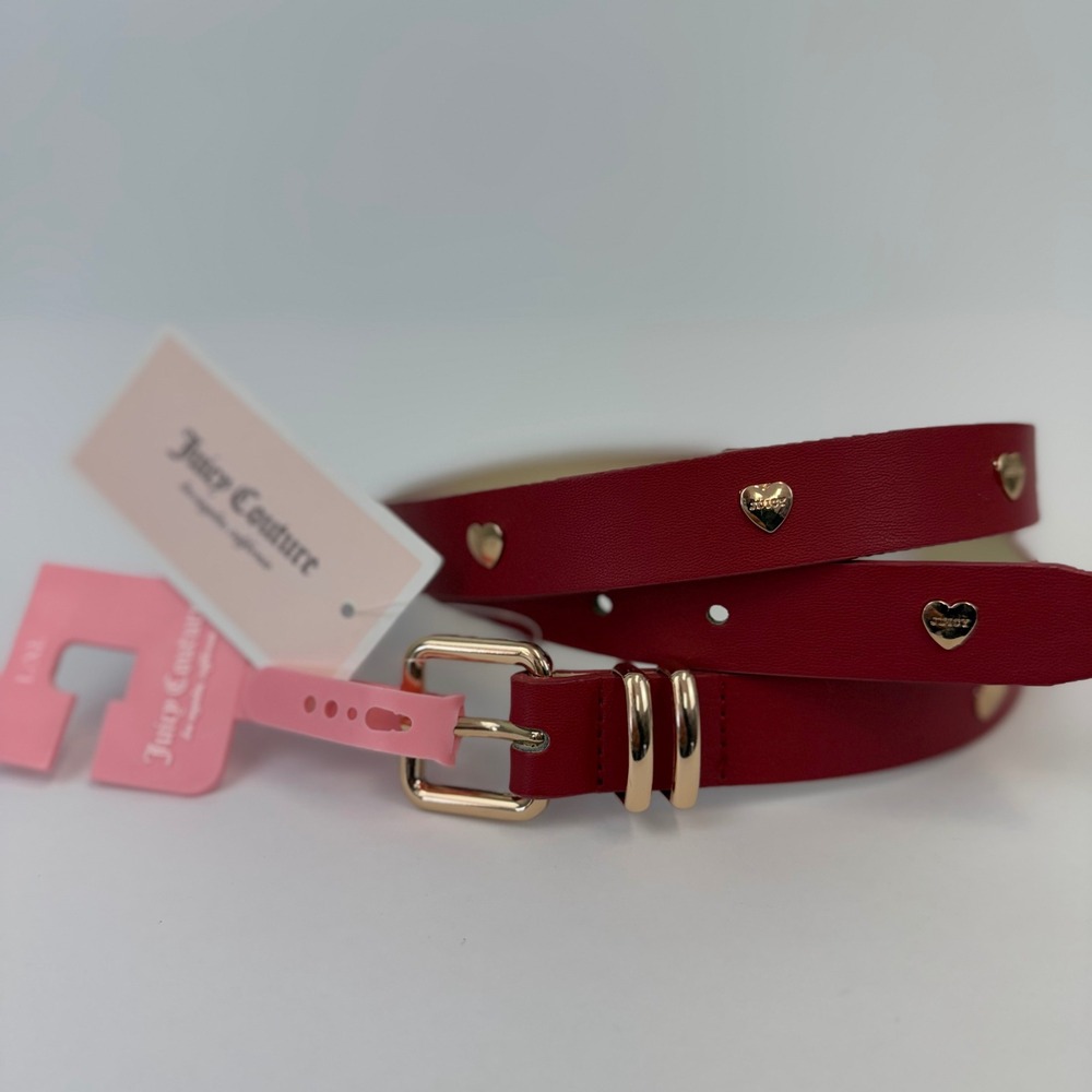 Juicy Couture Red Heart Stud Belt Gold Hardware L/XL NWT Y2K‎